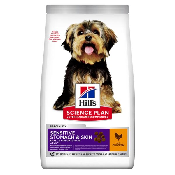 hills small mini sensitive skin and stomach chicken dog food