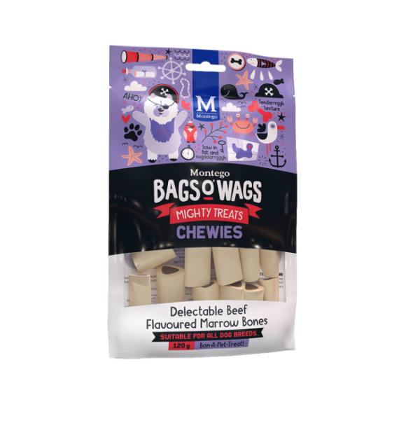 bags o wags bone marrow beef flavoured chewies by montego