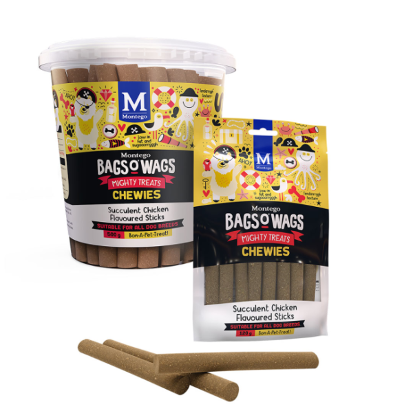 montego bags o wags chewies chicken flavoured sticks dog treats