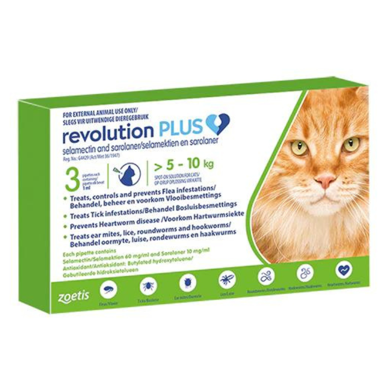 revolution plus spot on for cats green 5 to 10 kg