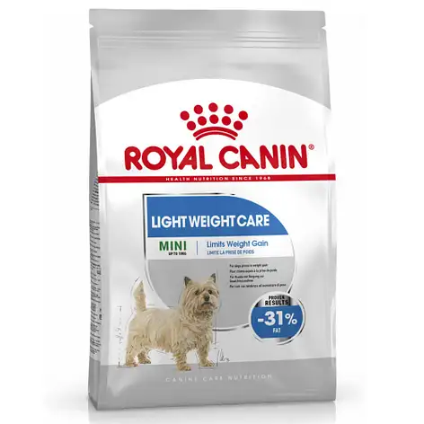 mini light weight care dry food by royal canin